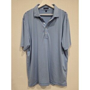 Peter Millar Men's XL Crown Crafted Polo Shirt Blue/White Striped